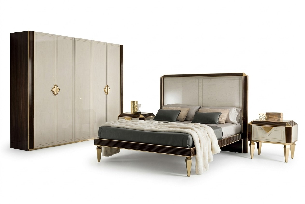 bed 2x bedside table 3 pieces Bedroom beds luxury 180x200 room arredoclassic