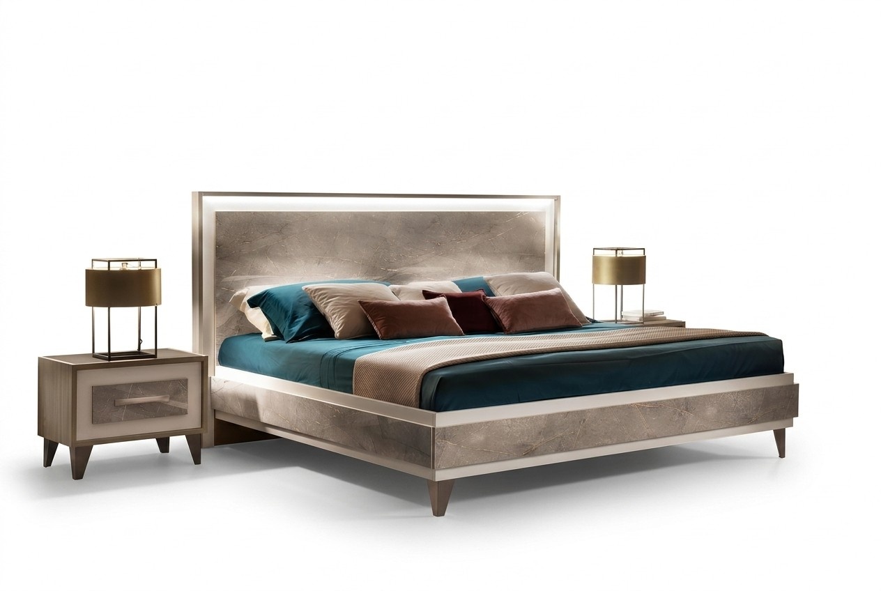 Bed 2x bedside table 3 pieces bedroom set furniture modern luxury beds arredoclassic