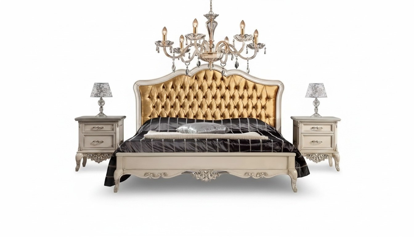 bed 2x bedside table 3 pieces Bedroom set designer luxury beds complete