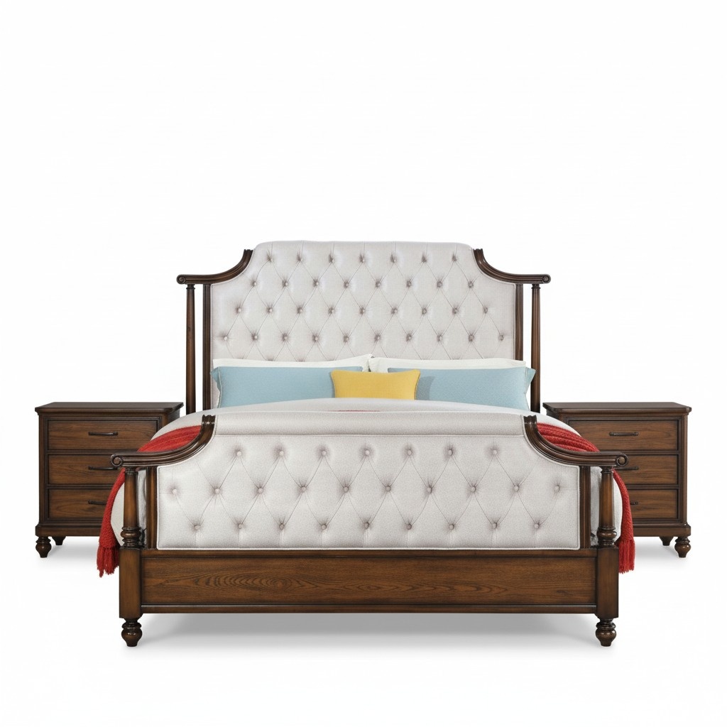 Bed 2x Bedside Table 3pcs Bedroom Set Beds New Luxury Chesterfield 180x200