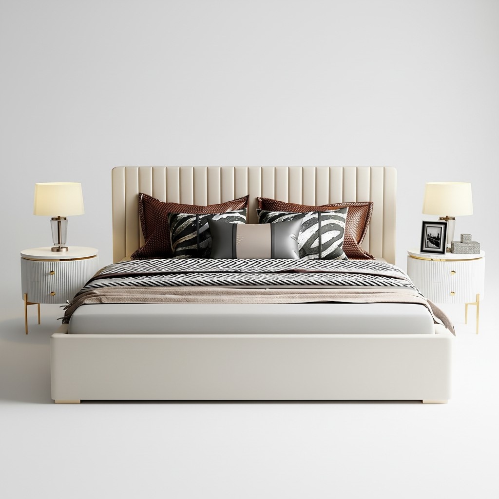 Bed 2x bedside table 3 pieces bedroom design set modern luxury bed sets