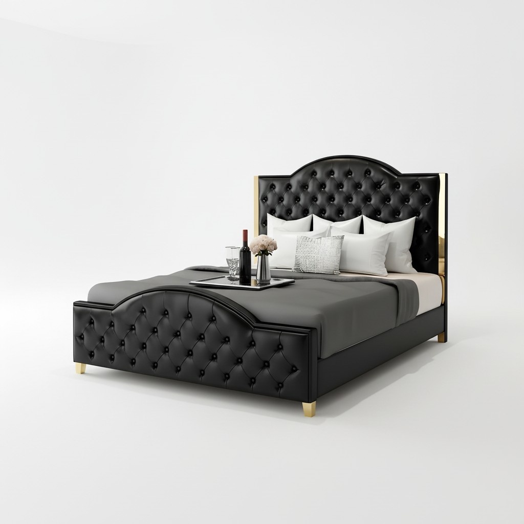 Bed 2x bedside table 3 piece bedroom set furniture modern luxury beds Chesterfield
