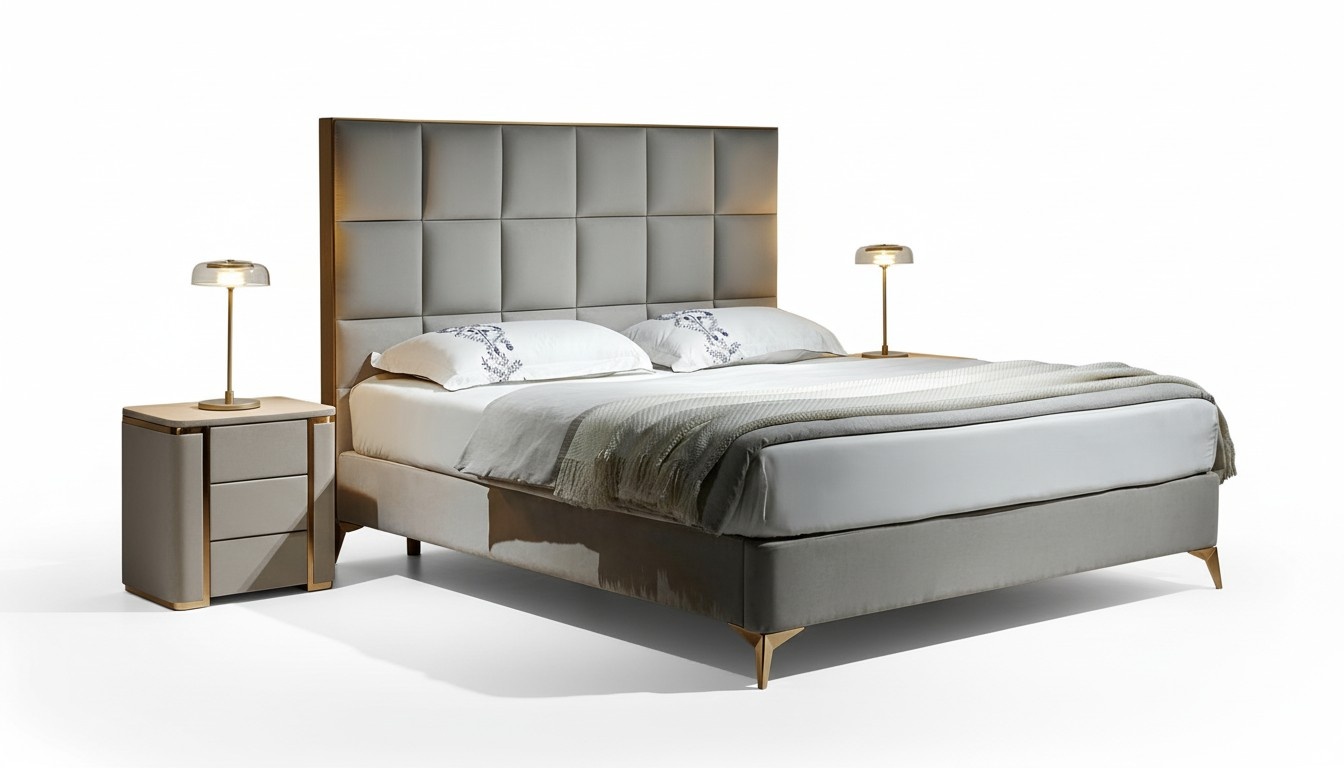 Bed 2x nightstand 3 pcs bedroom set designer luxury group new set