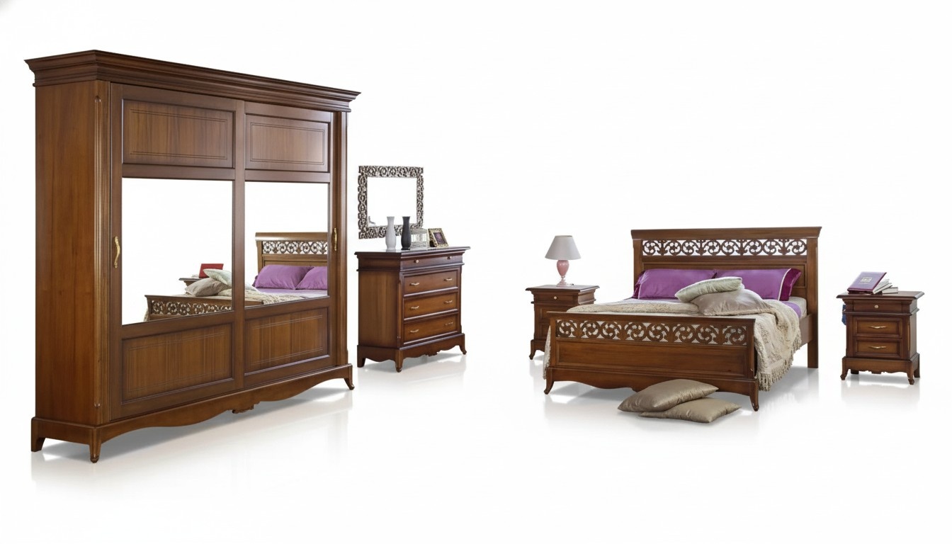 Bed 2x Bedside Tables 6pcs Bedroom Design Modern Luxury Bedroom