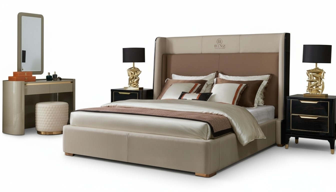 Bed Bedroom Set Design Furniture Luxury Beds 2x Bedside Table 3tlg Bedstead