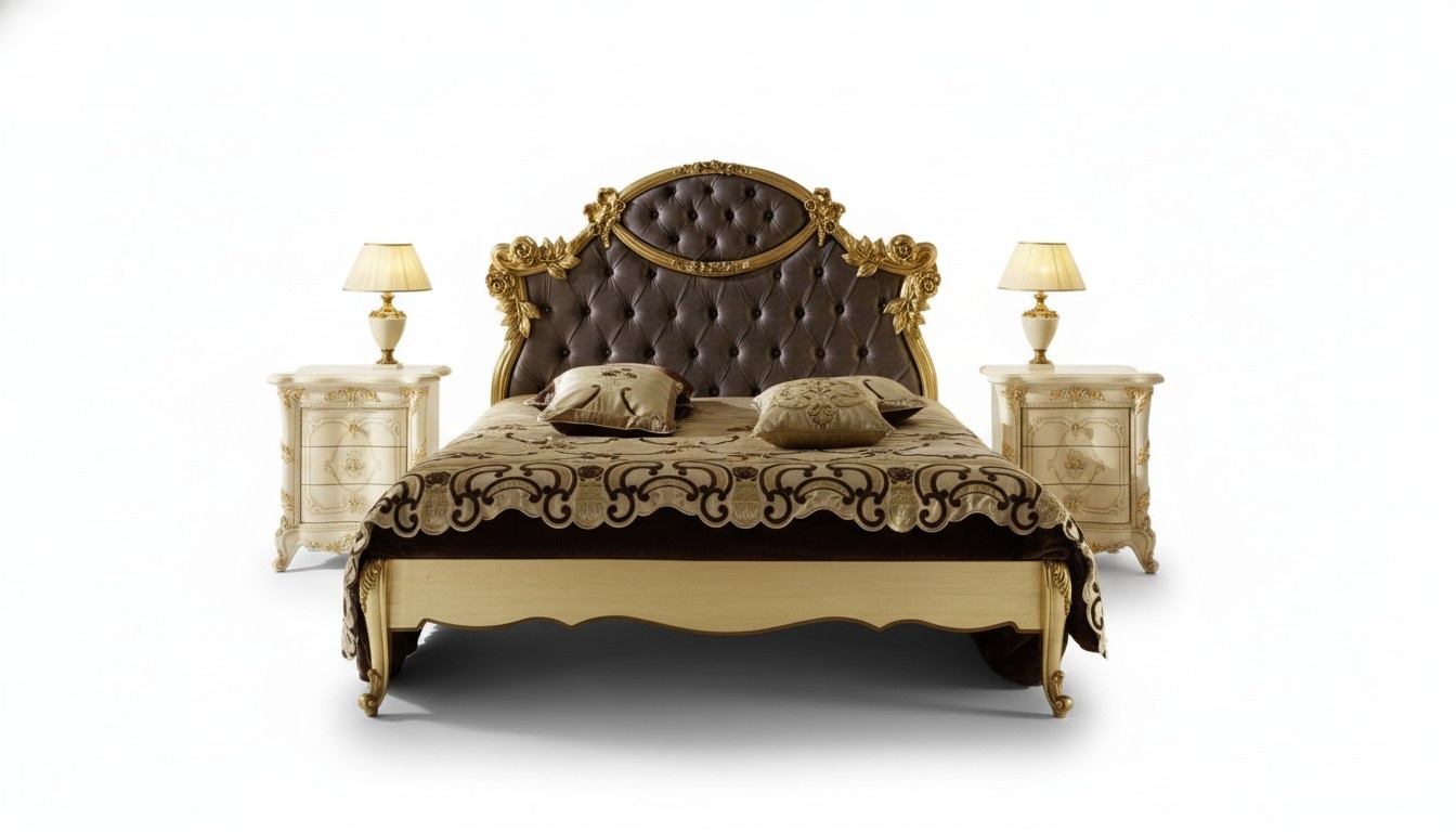 Bed bedroom set design furniture classic luxury beds new 2x bedside table 3 pieces