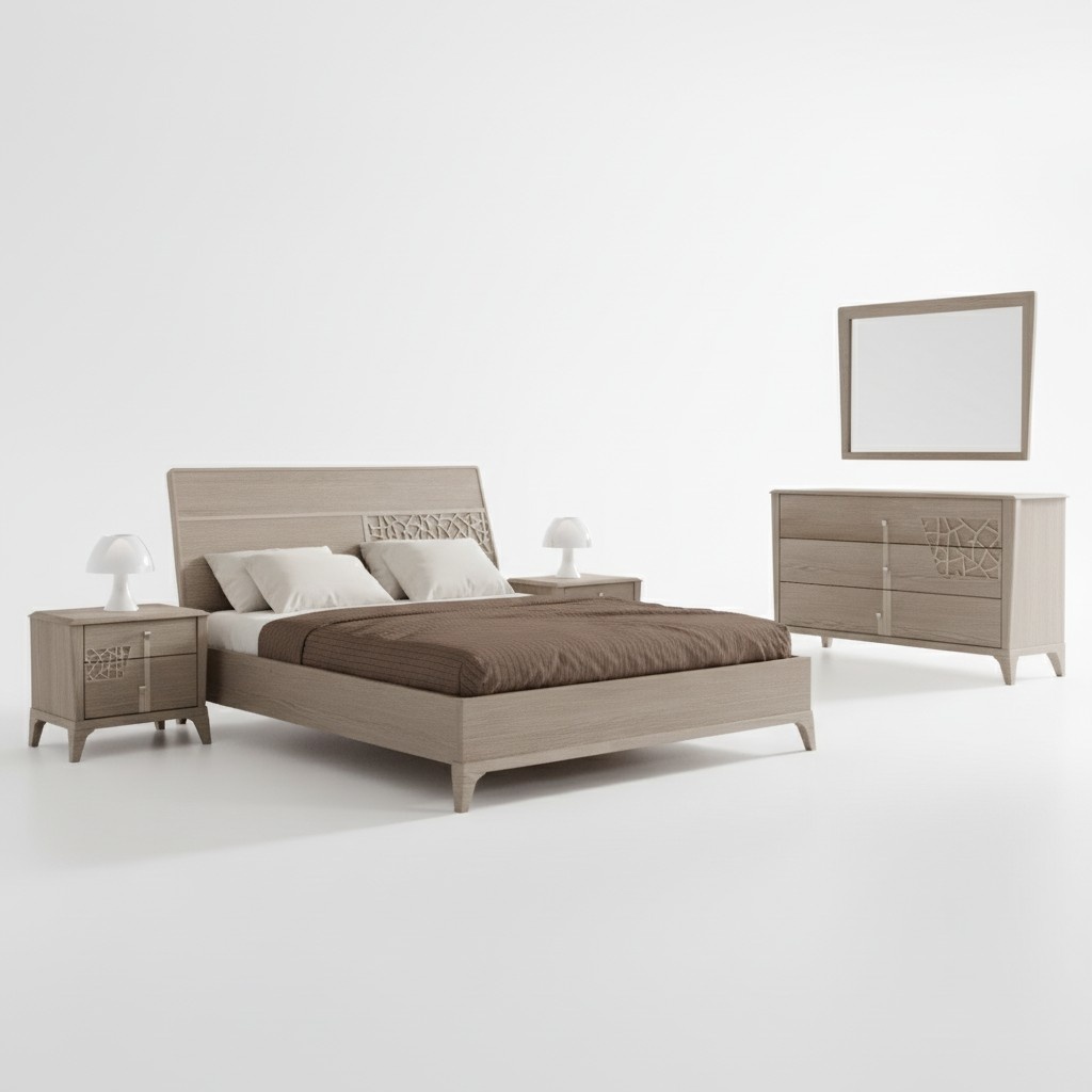 Bed Bedroom Sets Designer Luxury Complete 2x Bedside Tables 3 pcs.
