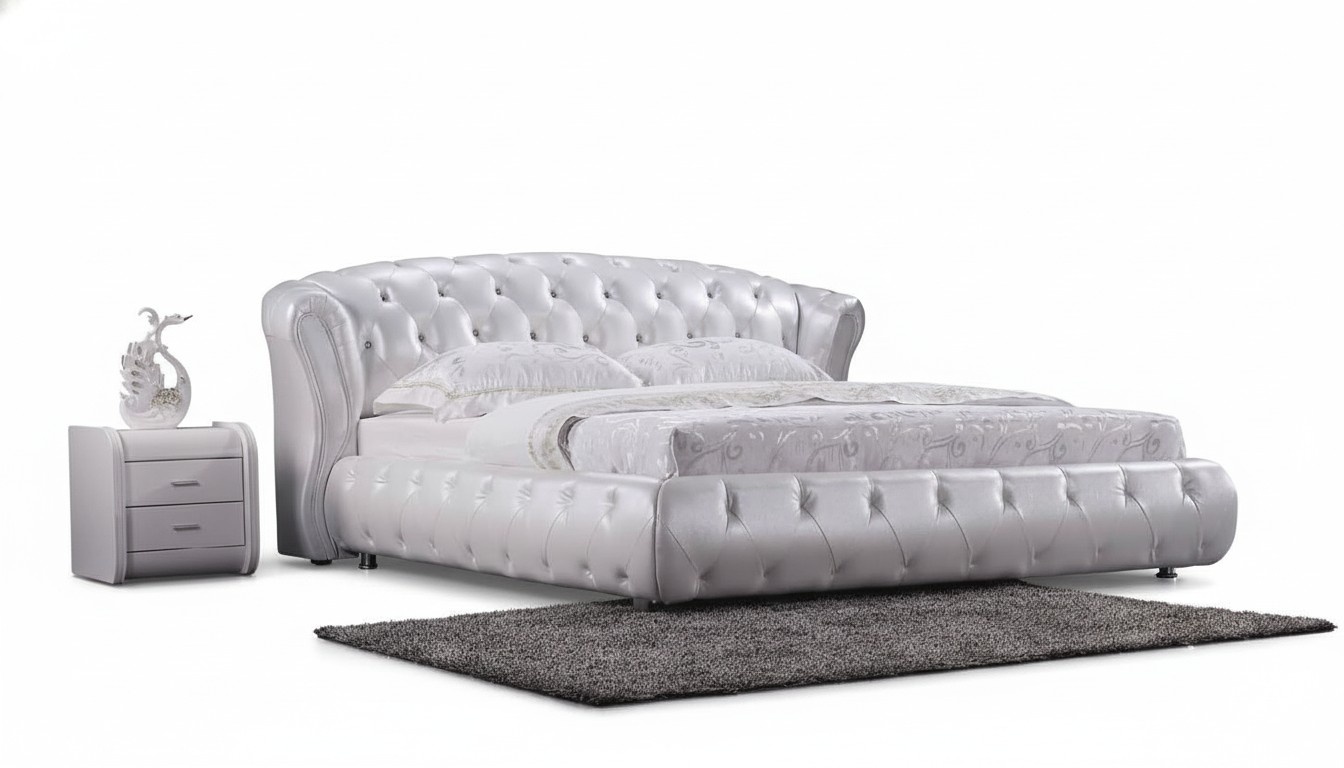 Chesterfield Designer XXL Double Leather Bed S9111 160 180 200x200cm