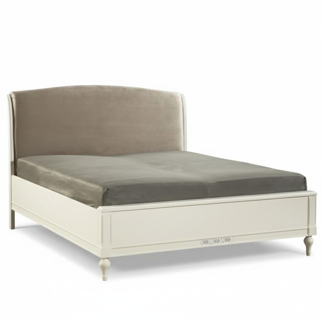 Bedroom Modern style double bed wooden frame textile upholstered - collection Florence