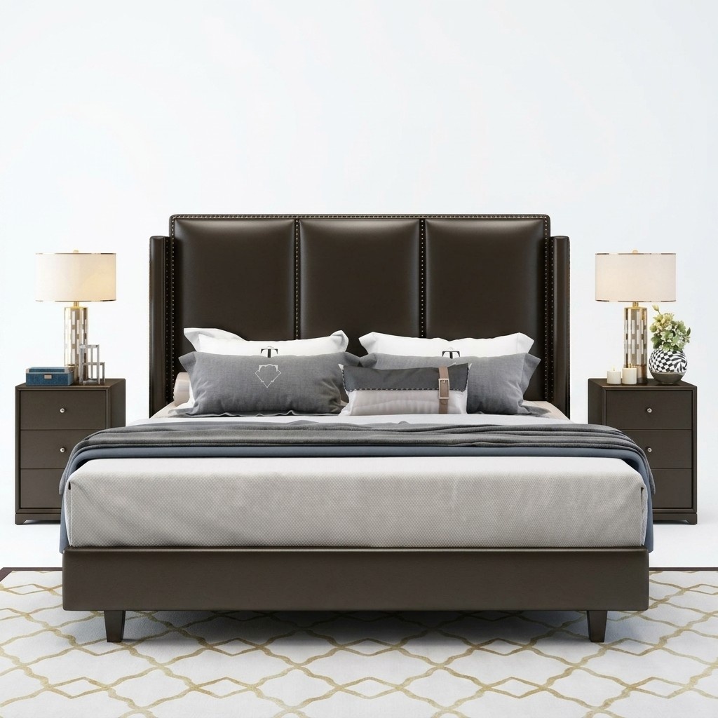 bed beds double bedroom leather upholstery textile double beds
