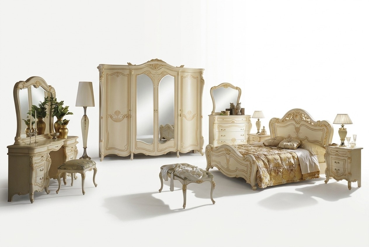 Bed bedside table bedroom set design modern luxury beds group wood 10 pieces.