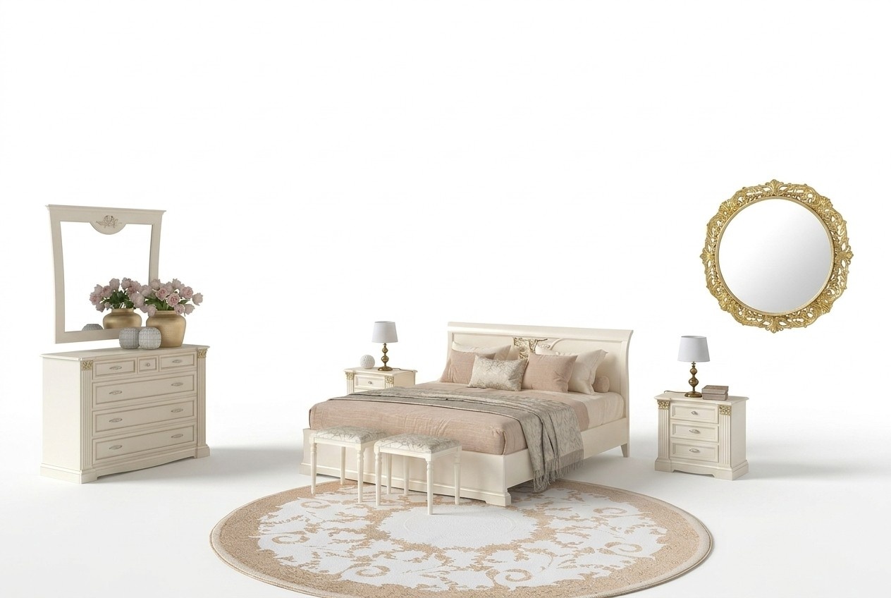 Bed, nightstand, chest of drawers, 7 pieces. Bedroom set, design, luxury bedroom Real wood
