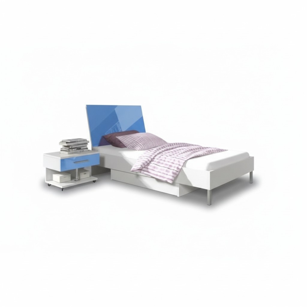 Bed + Nightstand - Children\'s Bedroom Furniture Beds Blue 2-piece Set New