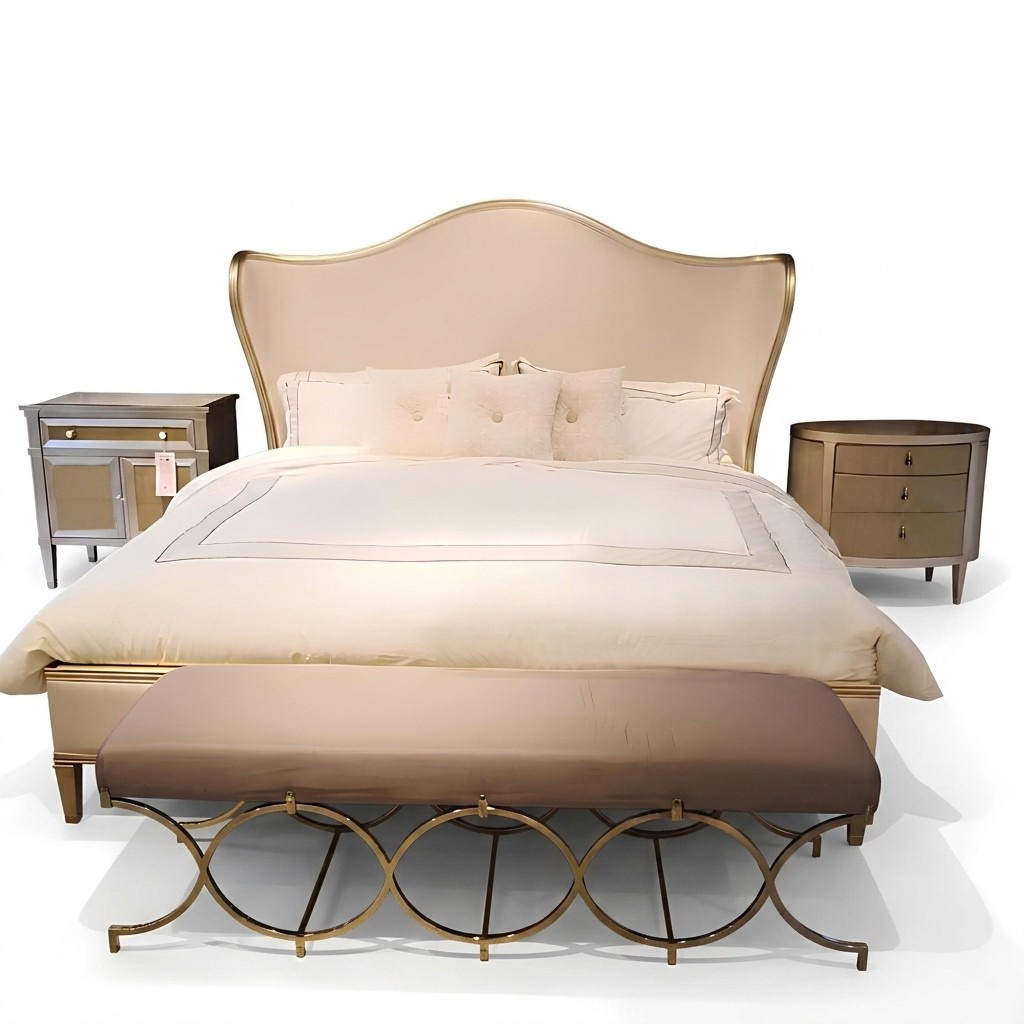 Bed bedside table stool 4 piece bedroom set design modern luxury beds new
