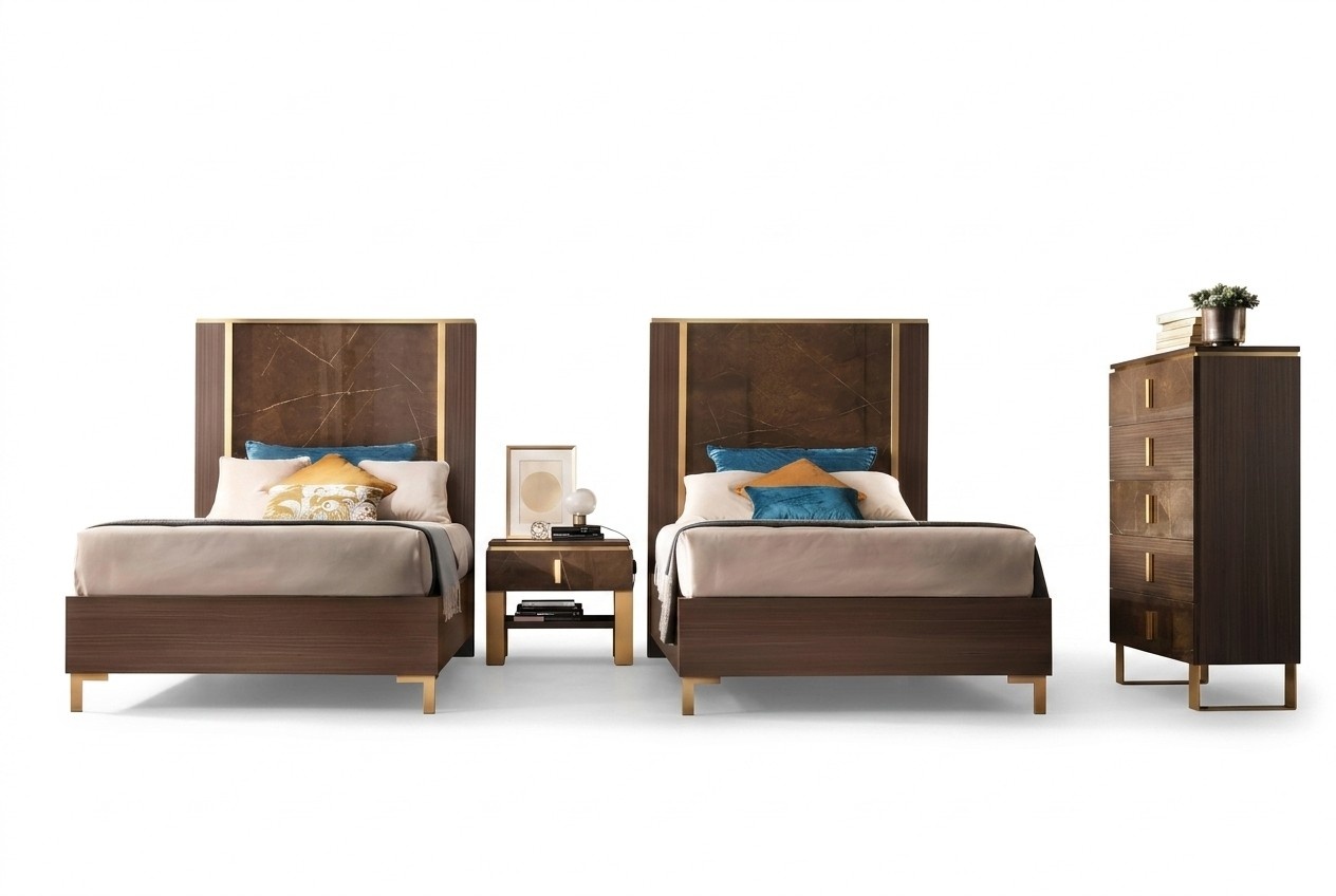 Bed Bedside table stool 4 pcs. Bedroom Set Design Modern Luxury Beds New