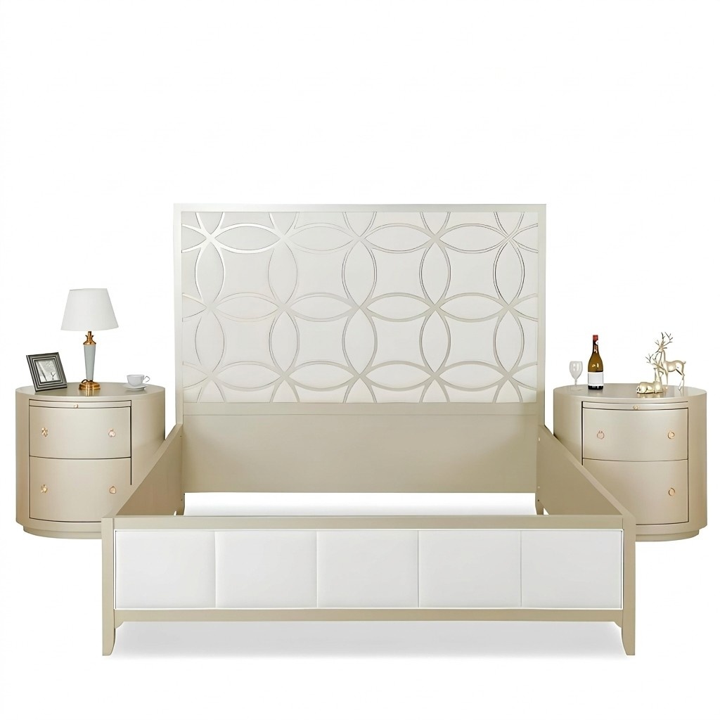 Bed Nightstands Bedroom Set 3 Piece Design Modern Luxury Classic Furniture New