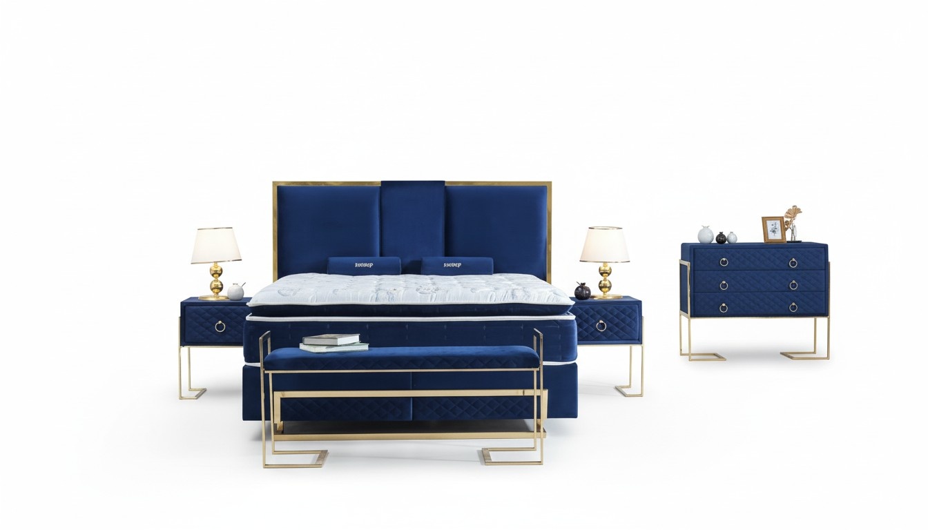Bed Blue Metal Furniture Design Elegant Bedroom Furniture Modern