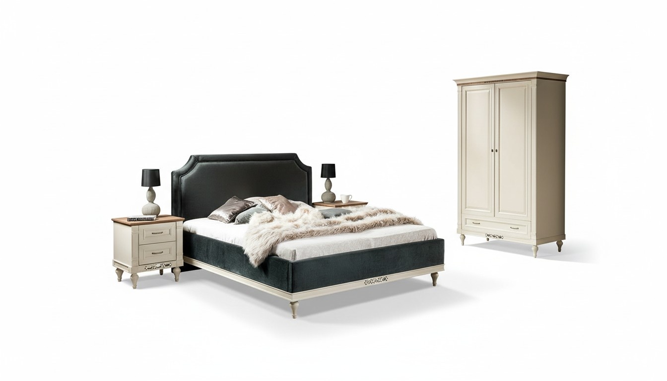 Modern style bedroom double bed textile upholstered 140/160cm - Collection Florence