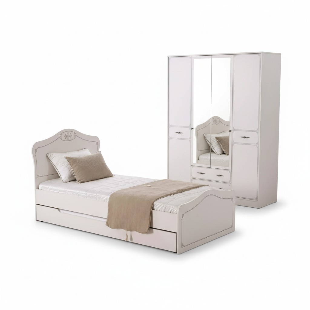 Bed Extendable functional bed Children\'s bed Bed frame white wood Beds