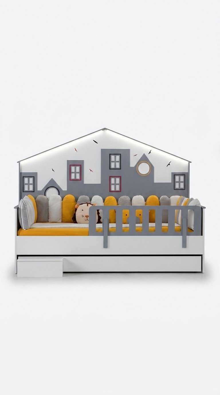 Bed frame Children\'s bed Bed children\'s room Children\'s room furniture Light wood1