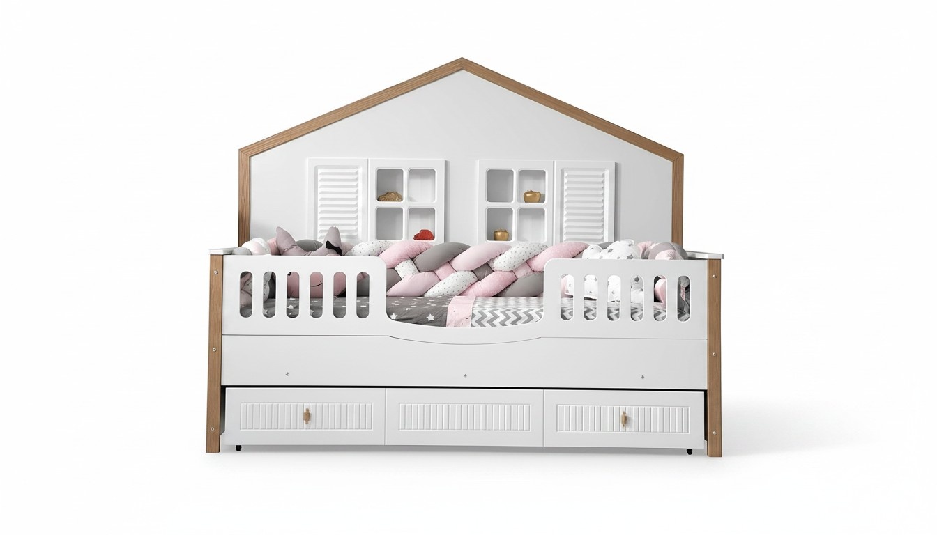 Bed frame children\'s bed bed children\'s room children\'s room furniture white wood