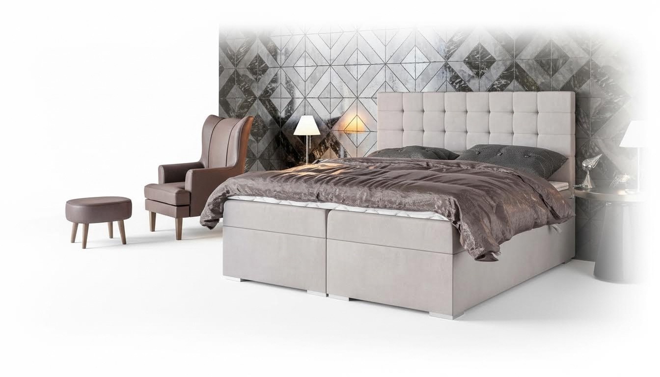 Bed Furniture Modern Design Double Bed Luxury Bedroom Textile Boxspring Bed