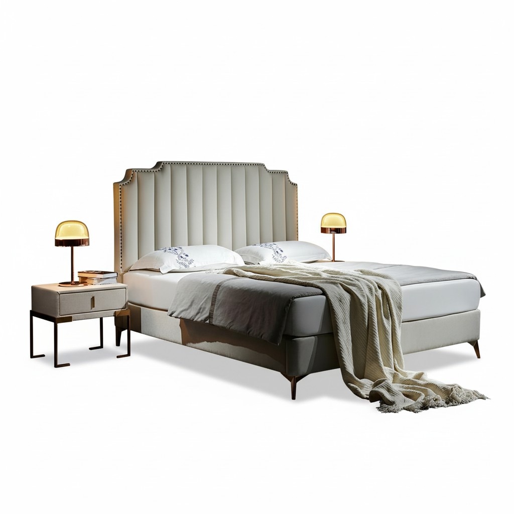 Bed Leather 2x Nightstand 3 pcs Bedroom Set Furniture Modern New Luxury Beds