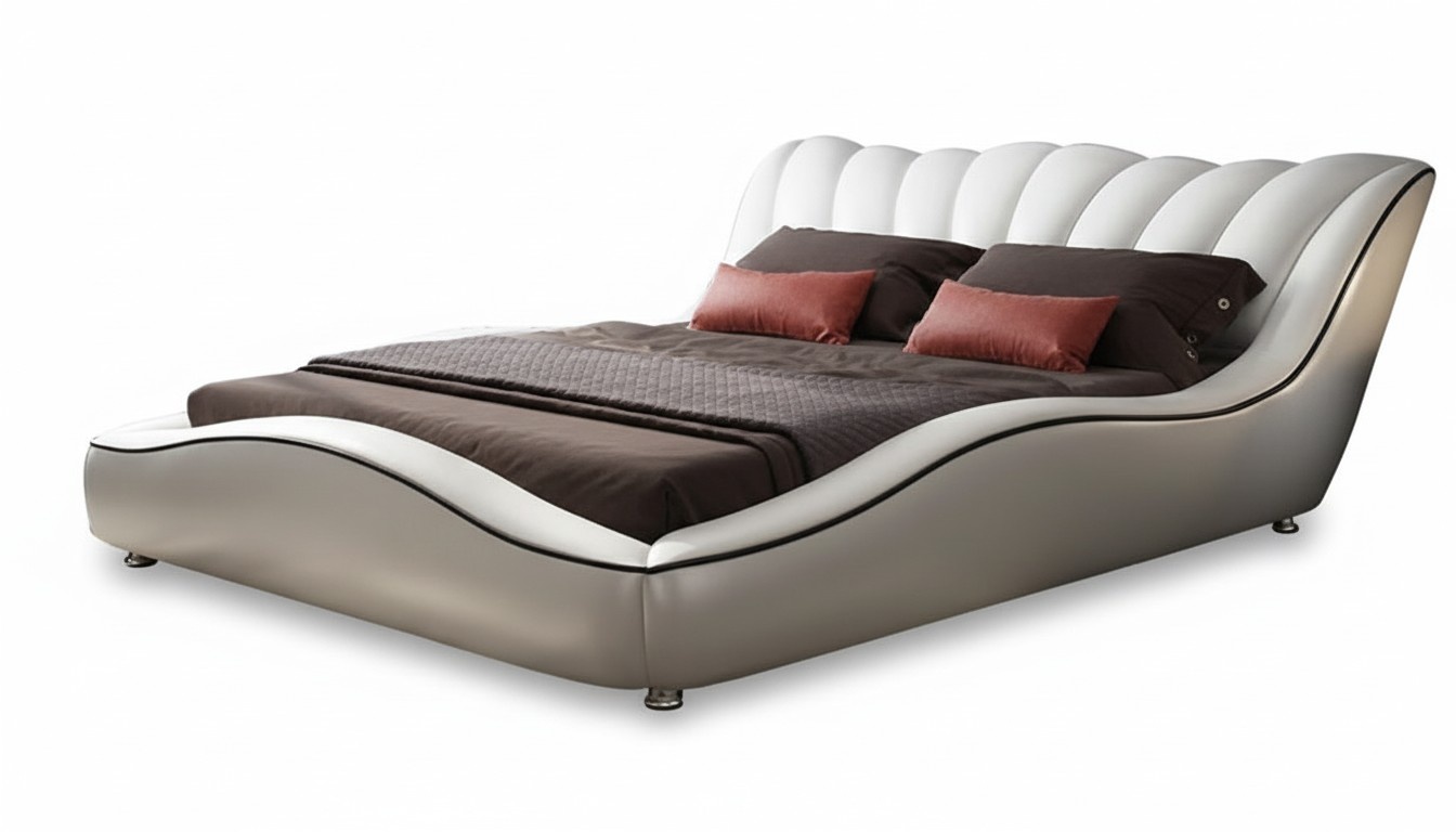 Bed luxury 180x200 white bedroom faux leather furniture modern design new