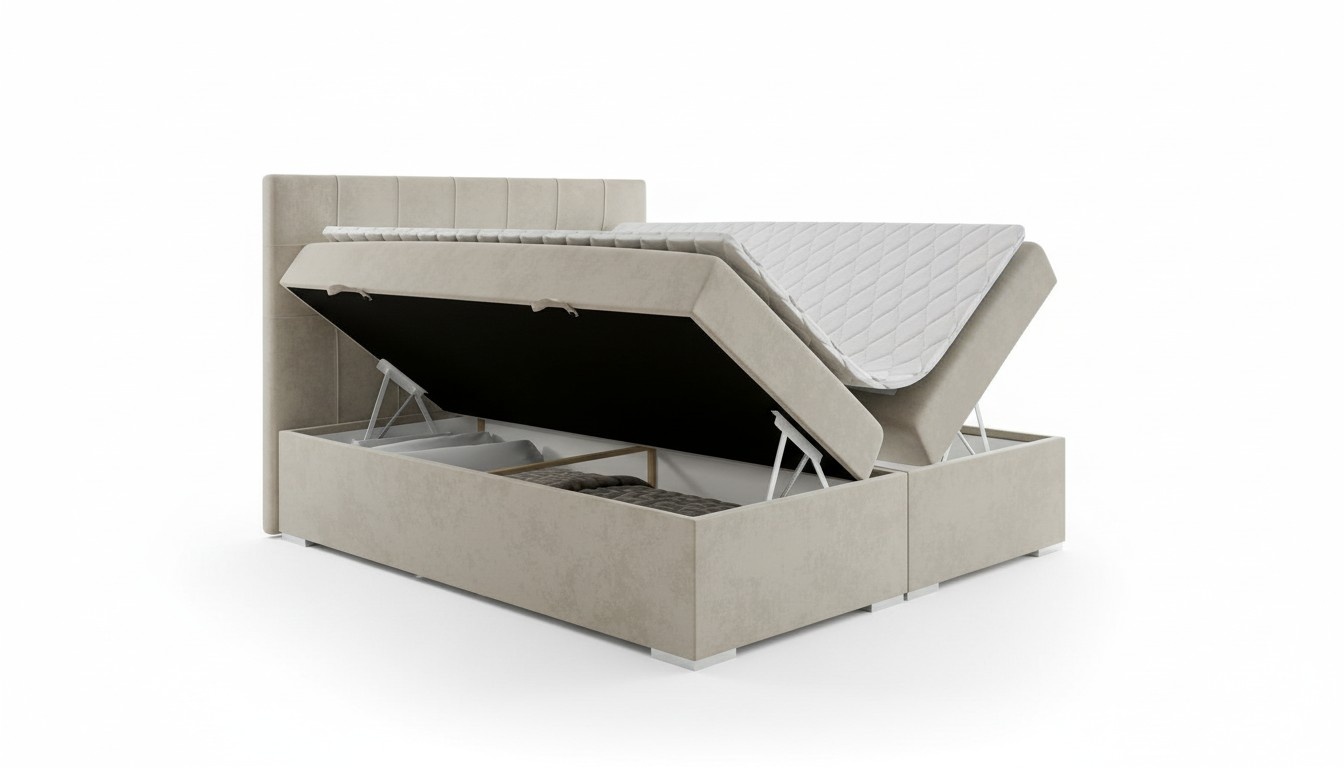 Bed Luxury bedroom double bed textile upholstery design furniture box spring bed