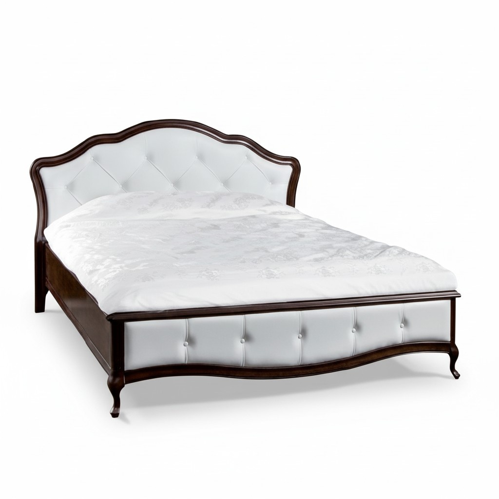 Bed, double bed, king bed, bedroom, classic leather bed model V-2T