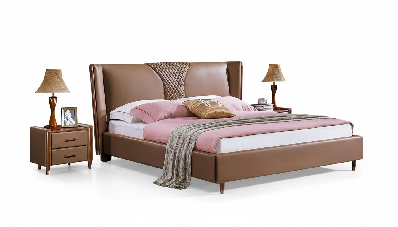 Textile bed 2x bedside table 3 pieces bedroom set furniture modern luxury beds new