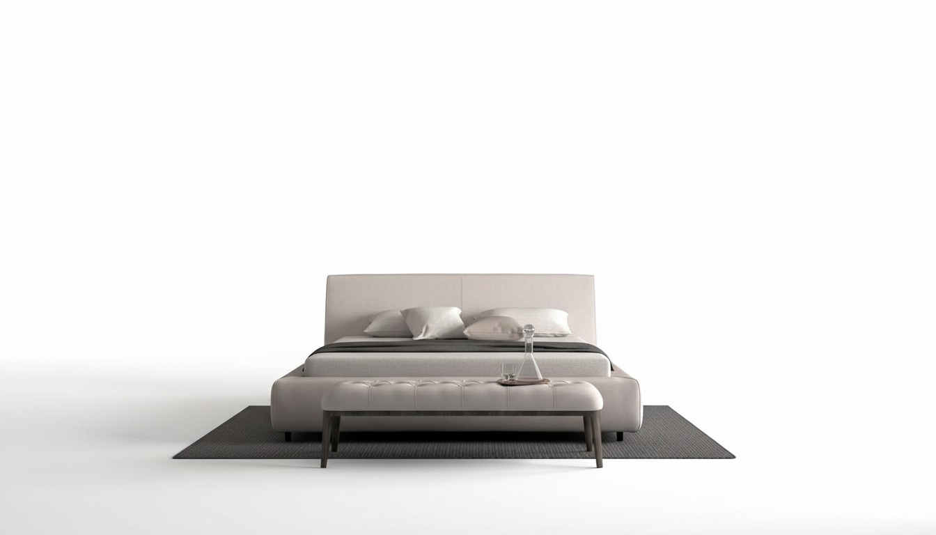 Bed Upholstered Bed Double Bed Elegant Design Beige Comfort Sleeping Area