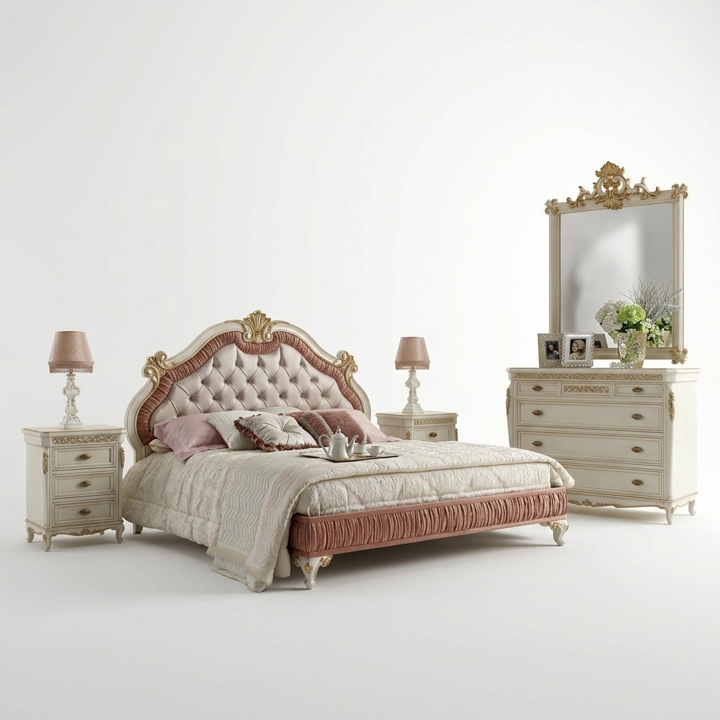 Bed upholstery Chesterfield double bed 180x200cm wood hotel beds bedroom