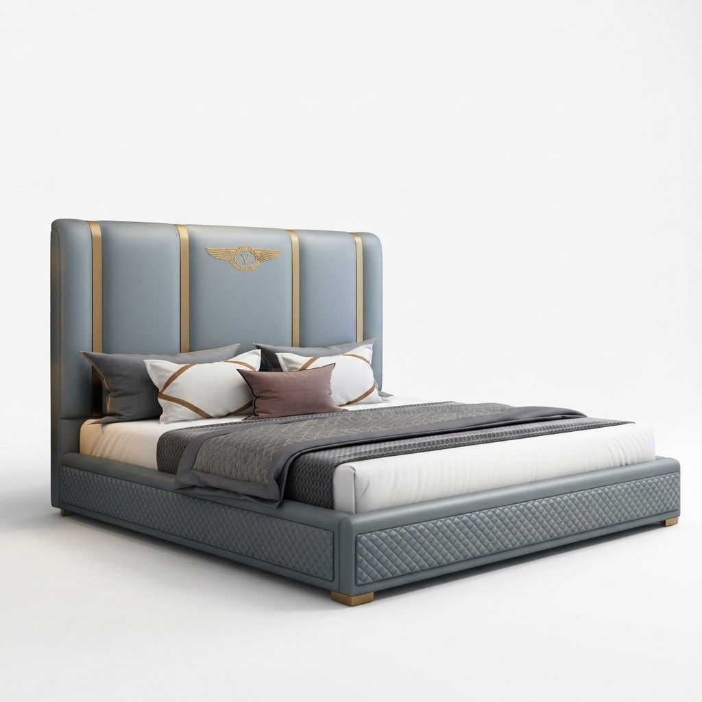 Bed Upholstery Design Luxury Metal Double Hotel Beds Marriage Sleep Room