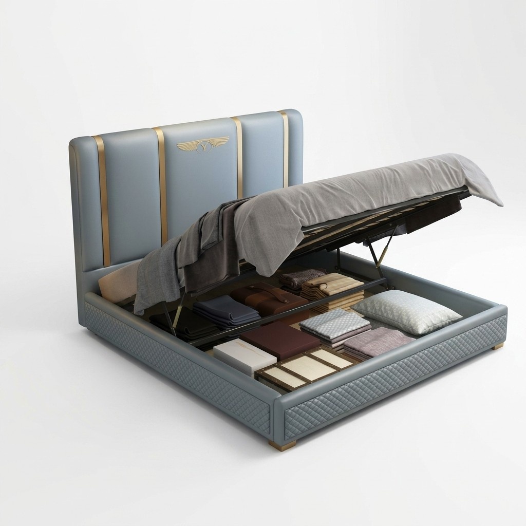 Bed upholstery design luxury metal double beds marriage bedroom leather