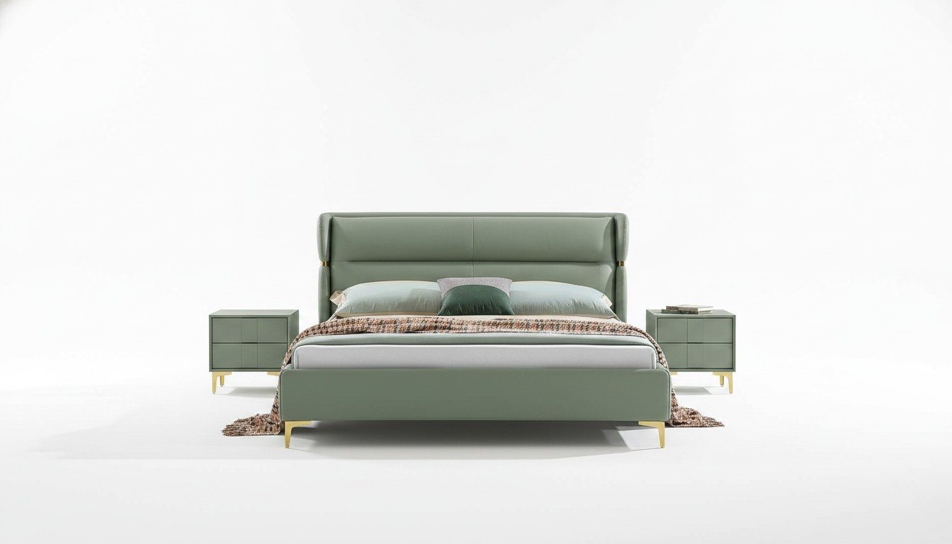 Bed upholstery design luxury double hotel beds marriage sleeping room leather 180x200