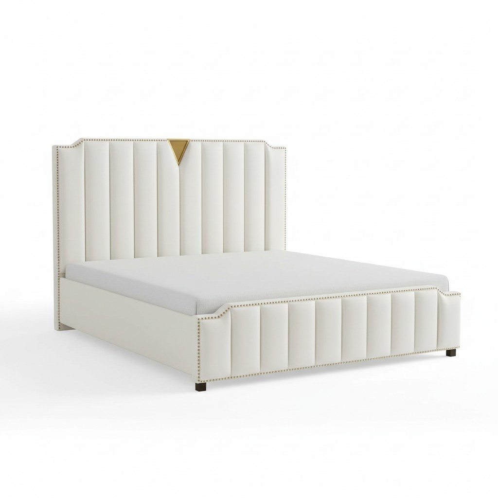 Modern style marriage leather double bed made of real wooden 180x200cm size