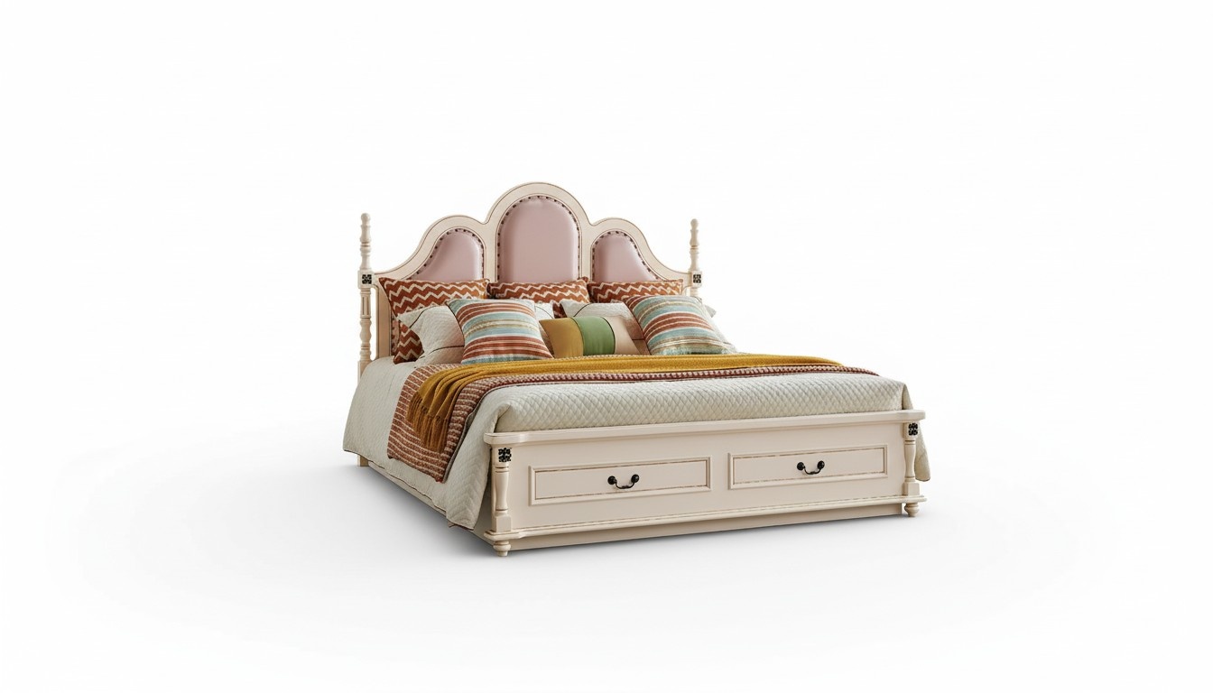 Bed Cushion Design Luxury Double Hotel Beds Bedroom 180x200 cm Wood New