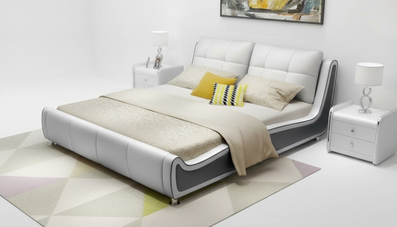 Bed Cushion Design Luxury Double Hotel Beds Marriage Sleeping Room Leather 180x200cm