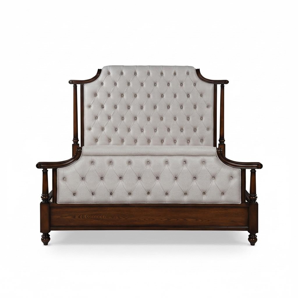 Bed upholstery design luxury double hotel beds sleeping room leather Chesterfield