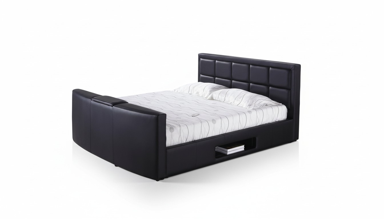 Bed with Lift TV Holder Bedroom Beds Upholstery Double Lifting System