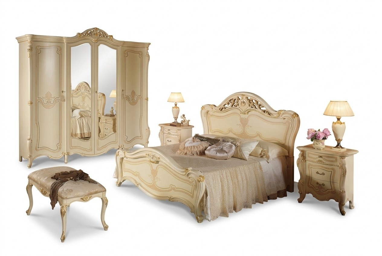 Bed wood bedroom set furniture modern luxury beds new 2x bedside table 3 pcs.