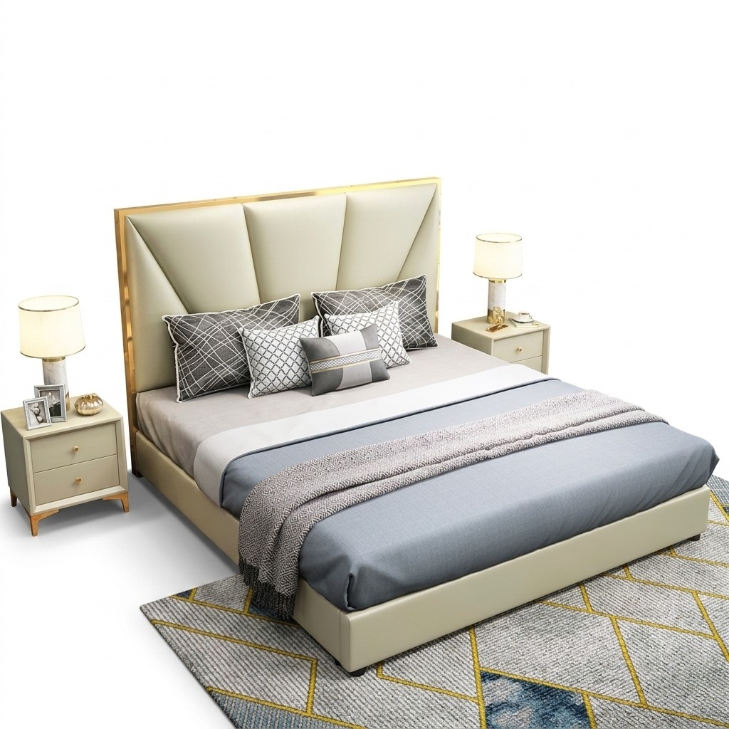 Bed Wooden Beds Luxury Hotel Double Bed Classic Bed Frame Country House 180x200.