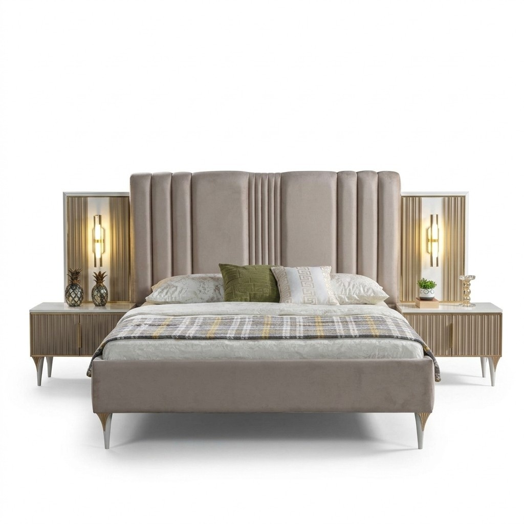 Elegant 3-piece Bedroom Furniture Set: Bed + Nightstands