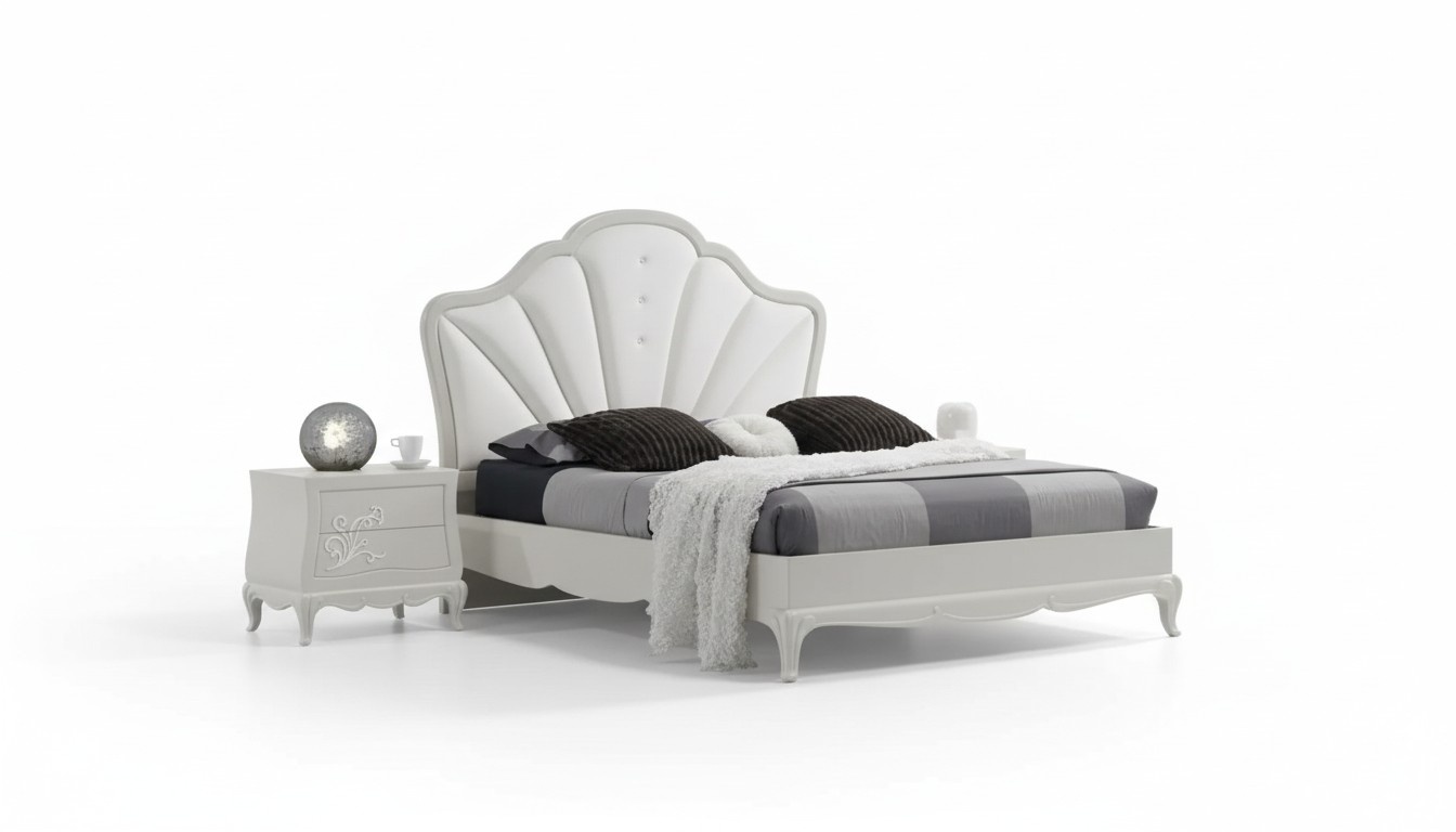 Bedroom 3 Piece Set Bed 2x Bedside Tables Modern Design Grey Beds