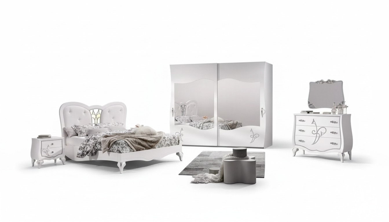 Bedroom 5 Piece Set Bed 2x Bedside Tables Wardrobe Modern Furniture