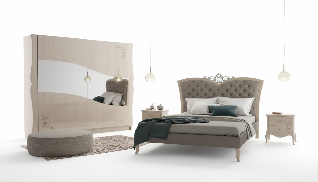Bedroom Bed 2x Bedside Tables Luxury Complete Sets Furniture Room 4pcs.