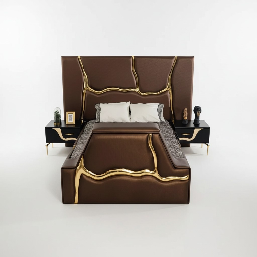 Bedroom Bed 2x Bedside Tables Luxury Bed Set Complete Design Furniture 3pcs.