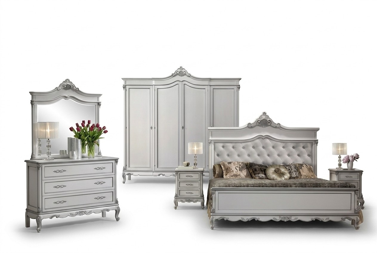 Bedroom bed 2x bedside tables complete set wardrobe 5 pieces. New
