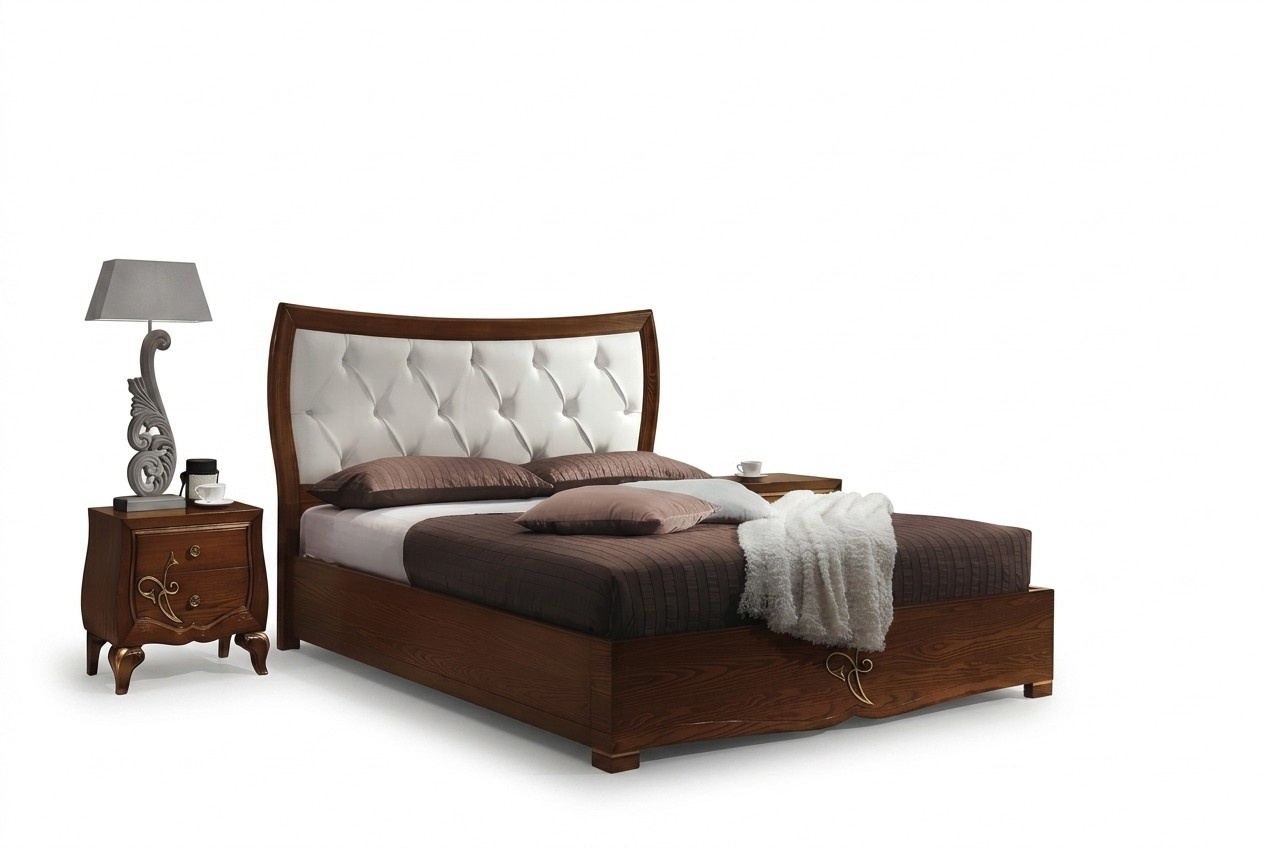 Bedroom Bed Nightstand Beds Group Wood Double Design Set 3pcs